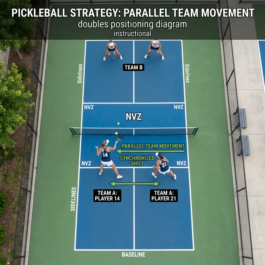 Diagrama de posicionamiento en dobles pickleball