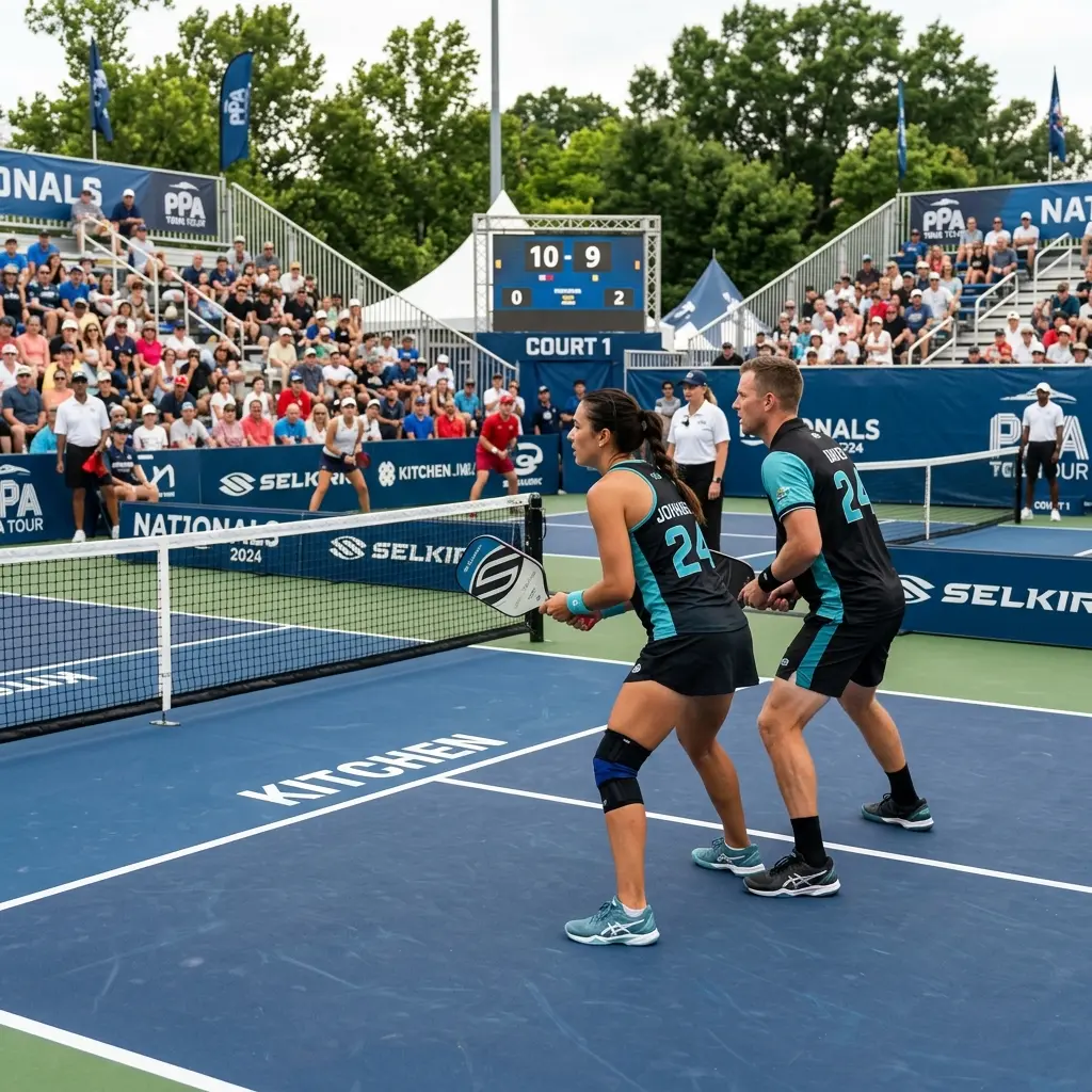 Diagrama de dos jugadores apilados en el lado derecho de la pista de pickleball